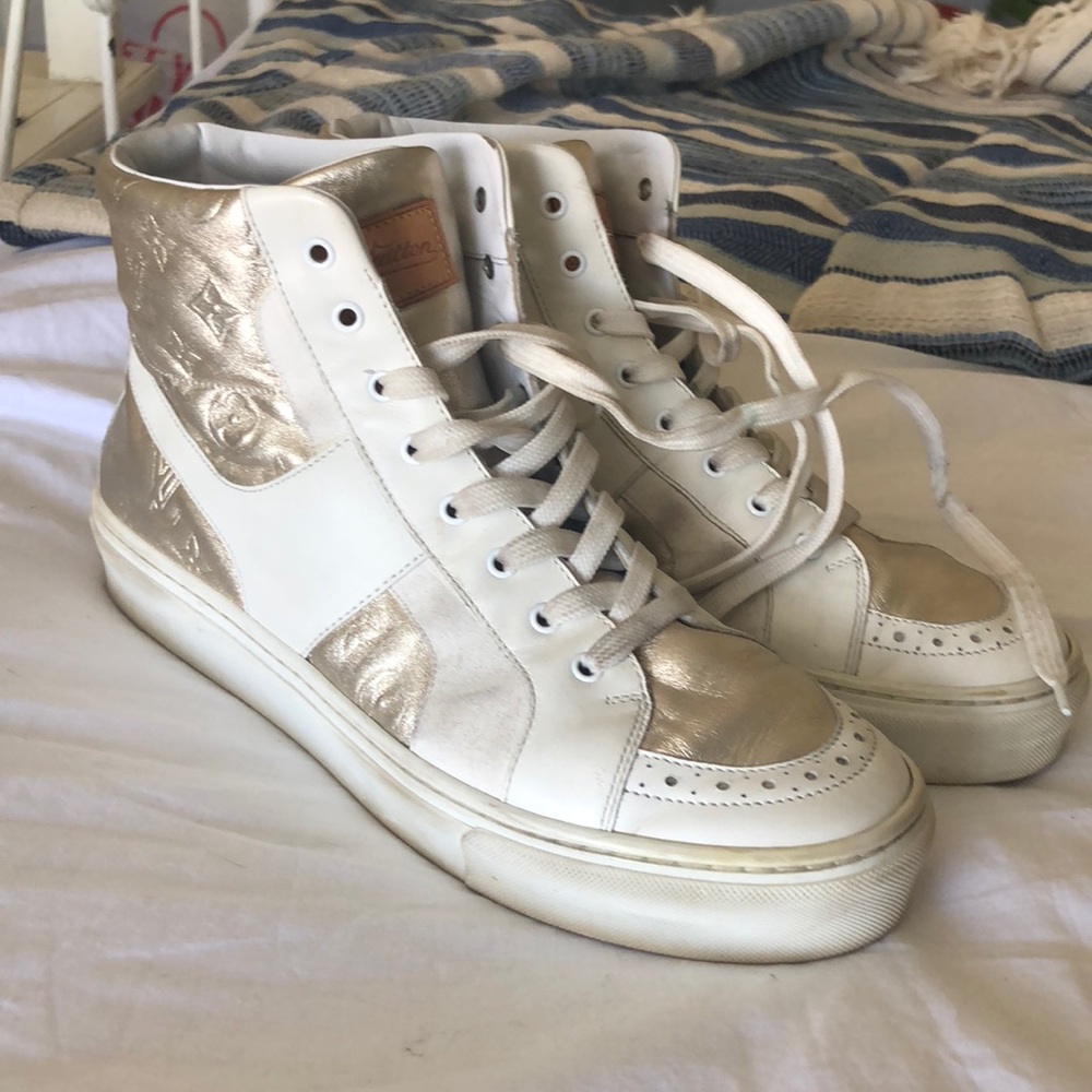 Worn Louis Vuitton sneakers, Gold
